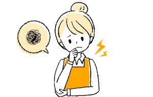 悩んでいる女性のイラスト